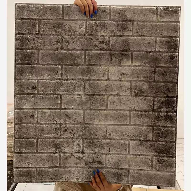 دیوارپوش فومی پشت چسبدار طرح آجربهمنی چاپی سیمانی 70در77 cm ضخامت 8میل (پس کرایه)