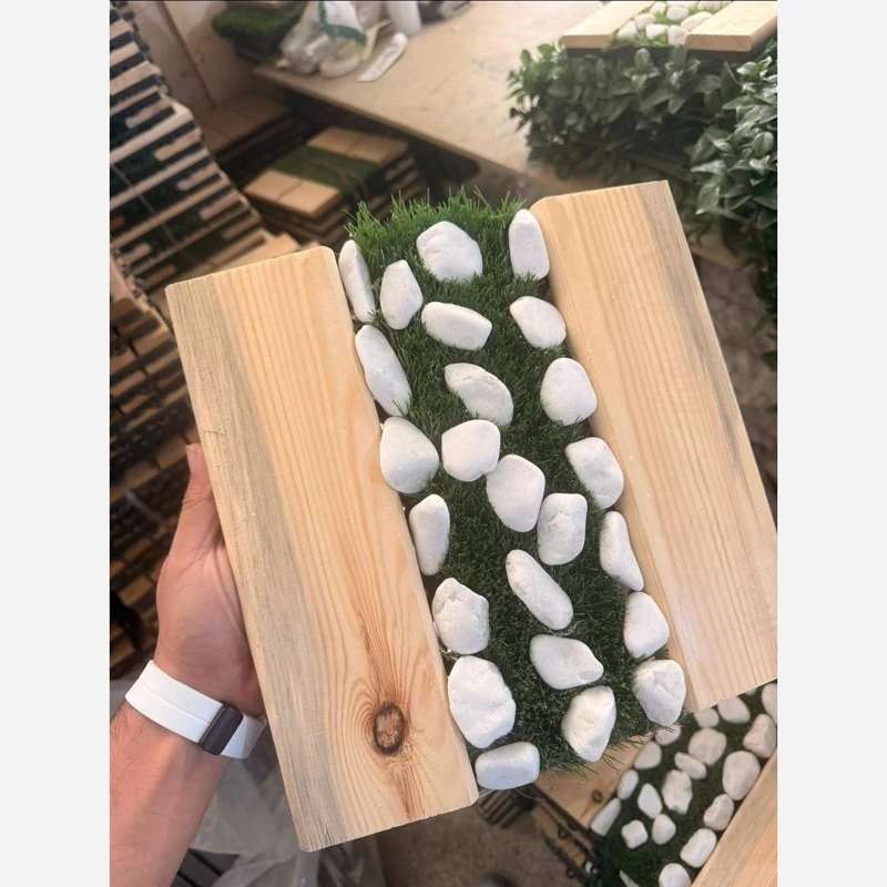 تایل ترکیبی چوب ترموود چمن و قلوه سنگ 19میل ابعاد 30در30،ضدآب و قابل حمل و نصب درهرمحیط. (پس کرایه)