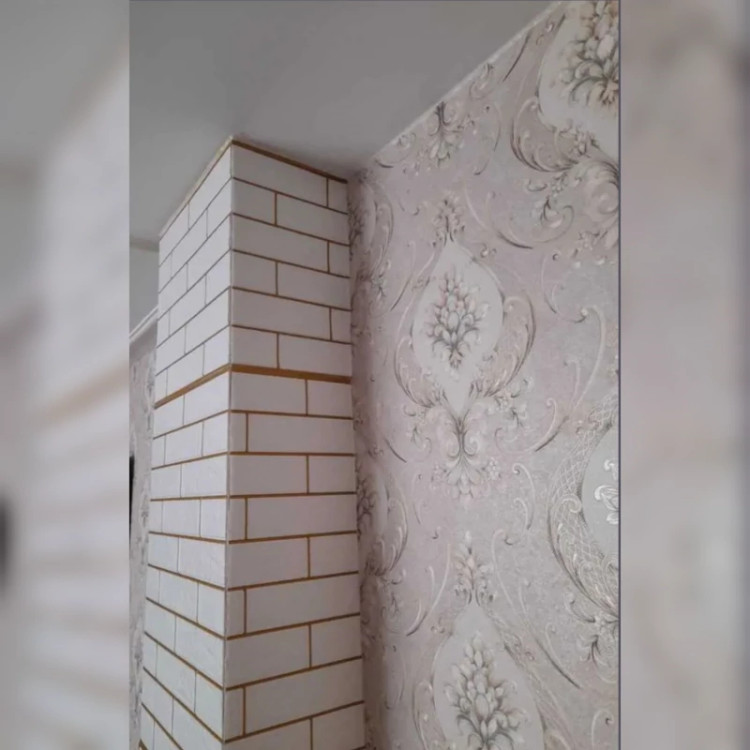 دیوارپوش فومی پشت چسبدار طرح آجرسفید رگه طلایی (بندکشی طلایی) 70در70 cmضخامت 4میل(پس کرایه)