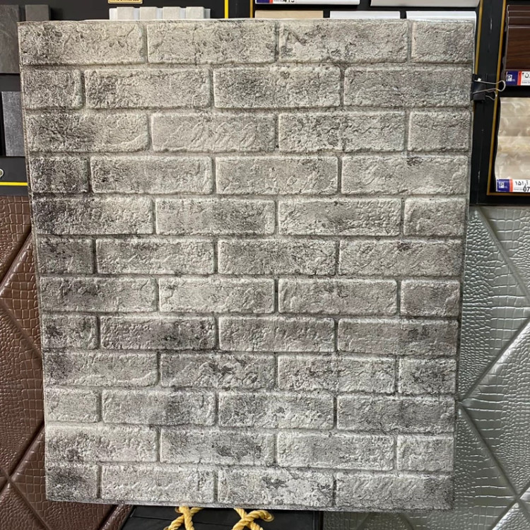 دیوارپوش فومی پشت چسبدار طرح آجربهمنی چاپی سیمانی (سیمنت) 70در77 cm ضخامت 8میل (پس کرایه)