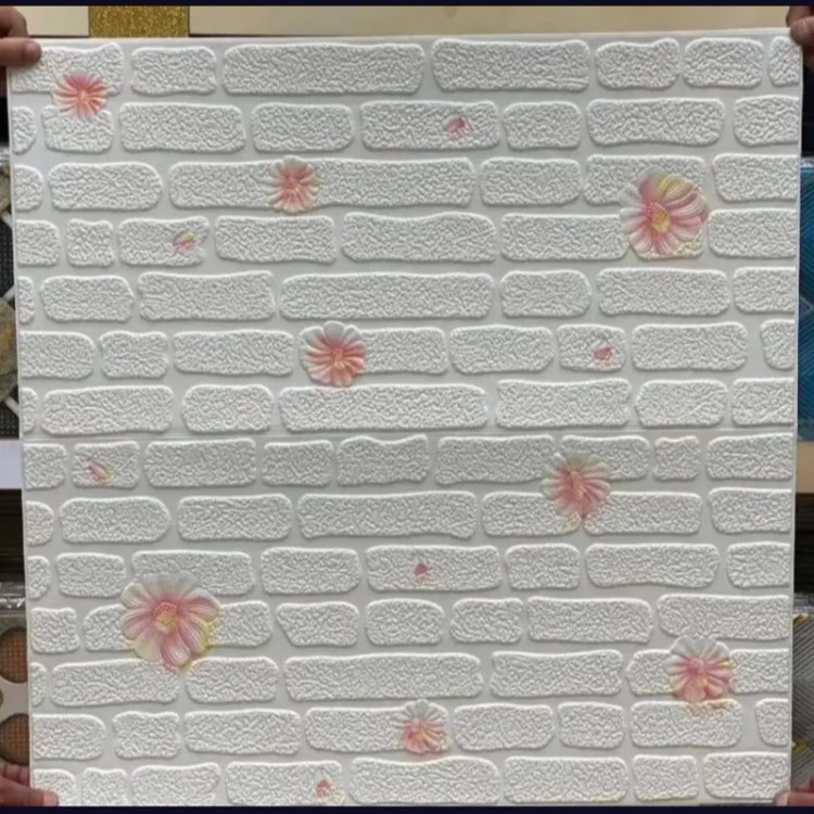 دیوارپوش فومی پشت چسبدار وارداتی آجری گل صورتی کد 18-12 ابعاد70در70 cm ضخامت 6میل (پس کرایه)