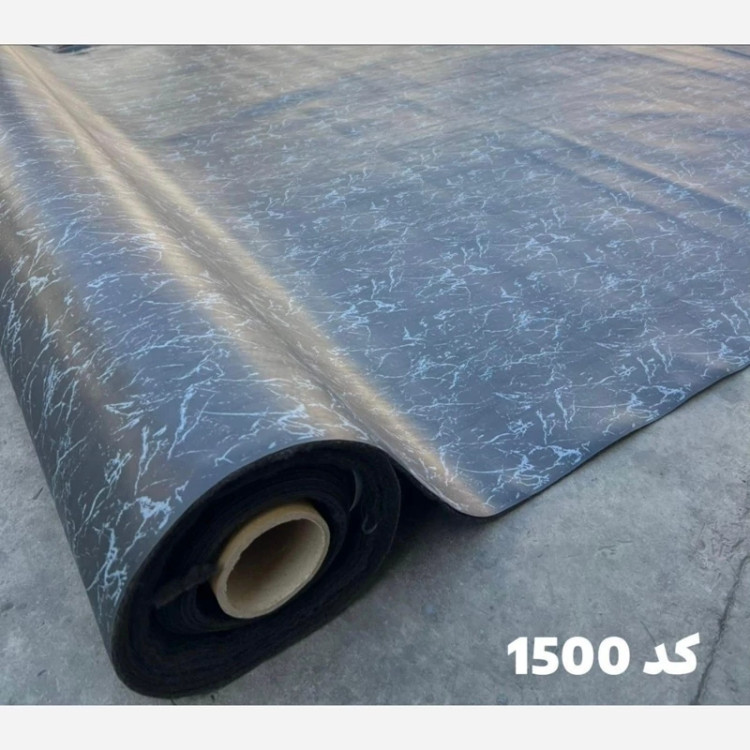 کفپوش رولی پشت موکتی (نمدی) سنگ مشکی کد 1500 عرض 2متر (پسکرایه)