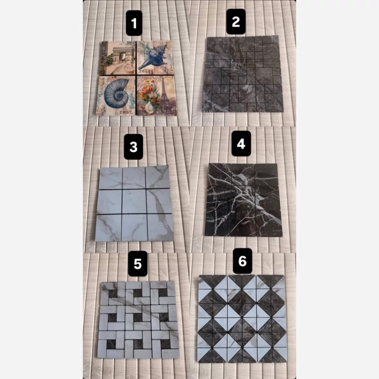 6طرح تایل بین کابینتی فوم ماربل پشت چسبدار(سطح صاف) 30در30 cm ضخامت 10میل (ارسال پس کرایه)