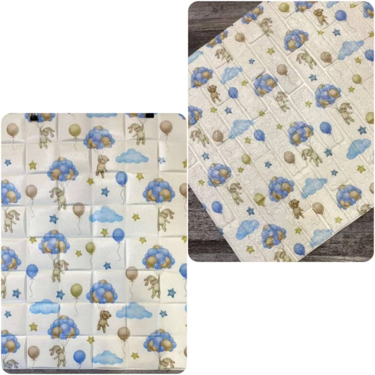 دیوارپوش فومی پشت چسبدار طرح کودک آجری چاپی عروسکی 70در70 cm ضخامت 6میل (پس کرایه)
