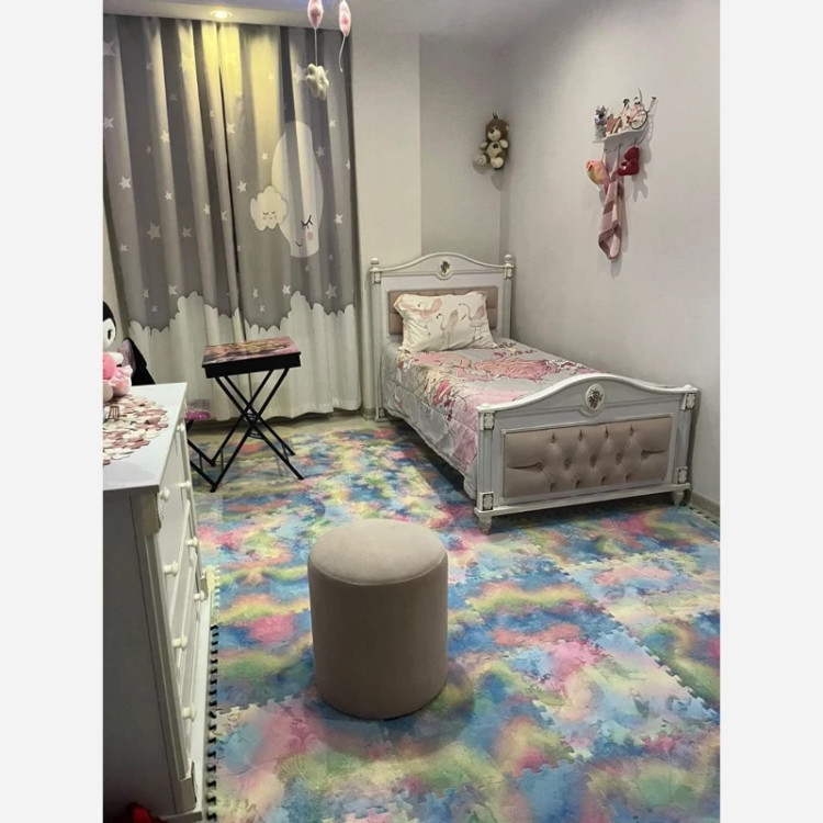 کفپوش تایل موکتی آبرنگی ابعاد46در46 cm، (پازلی) ضربه گیر اتاق کودک (پس کرایه)