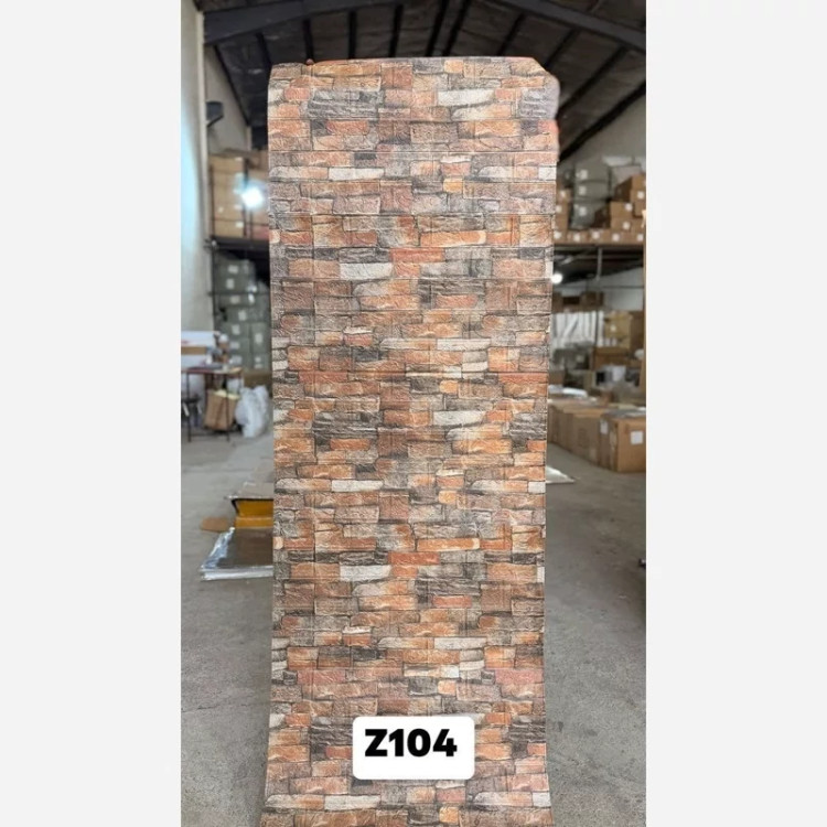 دیوارپوش رولی فومی پشت چسبدار آجری وارداتی کد Z104 ابعاد 70در300 cm ضخامت 3میل (پسکرایه)
