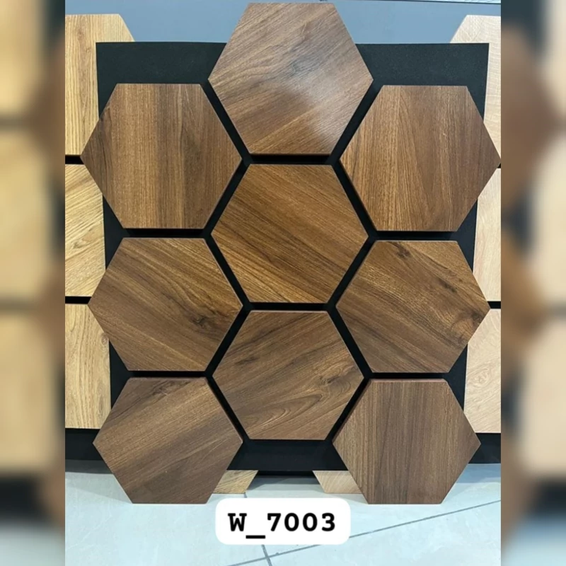 ترموود فوم پنل شش ضلعی (زنبوری) کد W-7003، مغزMDF روکش چوب طبیعی ابعاد 62در72 cm (ارسال پس کرایه)