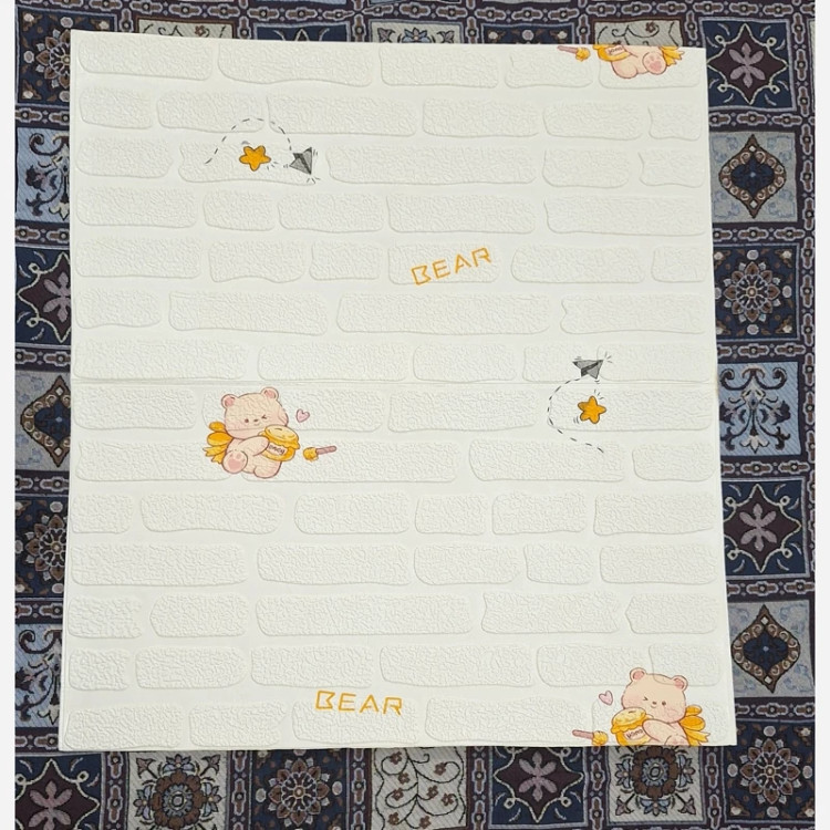 دیوارپوش فومی پشت چسبدار طرح خرسی کودک، ابعاد70در70 cm، ضخامت 5میل(پس کرایه)
