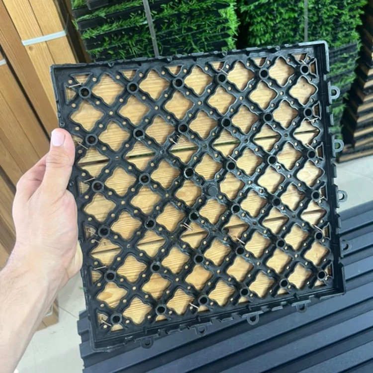 بسته 21تایی تایل چوب ترموود 3تکه ای 12میل ساده ابعاد30در30 cm (پس کرایه)