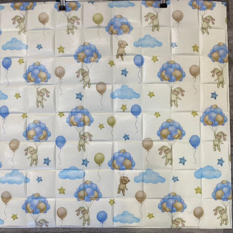 دیوارپوش فومی پشت چسبدار طرح کودک مربع مشبک چاپی عروسکی 70در70 cm ضخامت 6میل (پس کرایه)