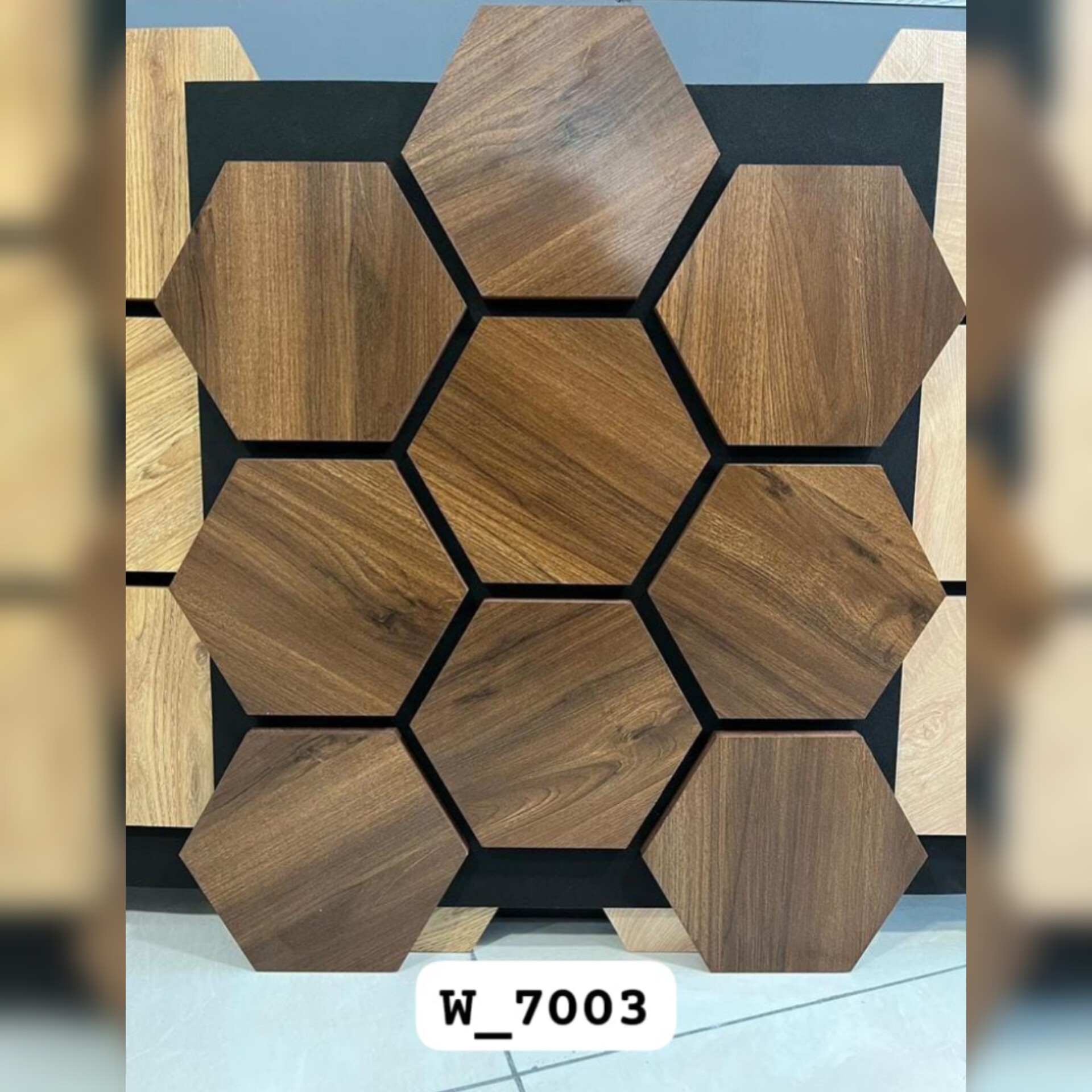 ترموود فوم پنل شش ضلعی (زنبوری) کد W-7003، مغزMDF روکش چوب طبیعی ابعاد 62در72 cm (ارسال پس کرایه)
