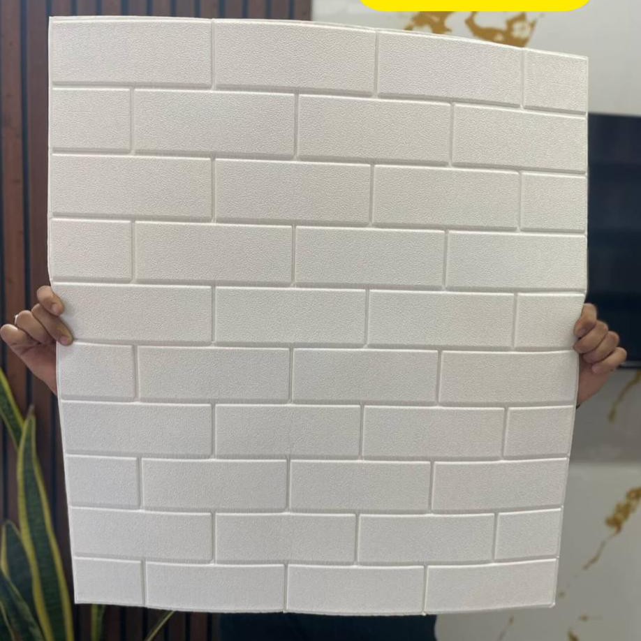 دیوارپوش فومی پشت چسبدار طرح  آجری سفید صاف 70در70 cm ضخامت 4میل (پس کرایه)