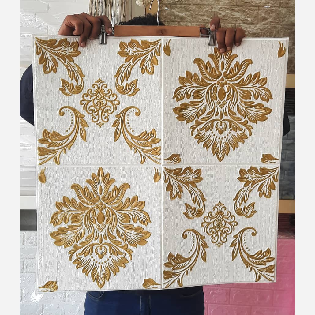 دیوارپوش فومی پشت چسبدار وارداتی داماس 1 ابعاد 70در70 cm ضخامت 5میل