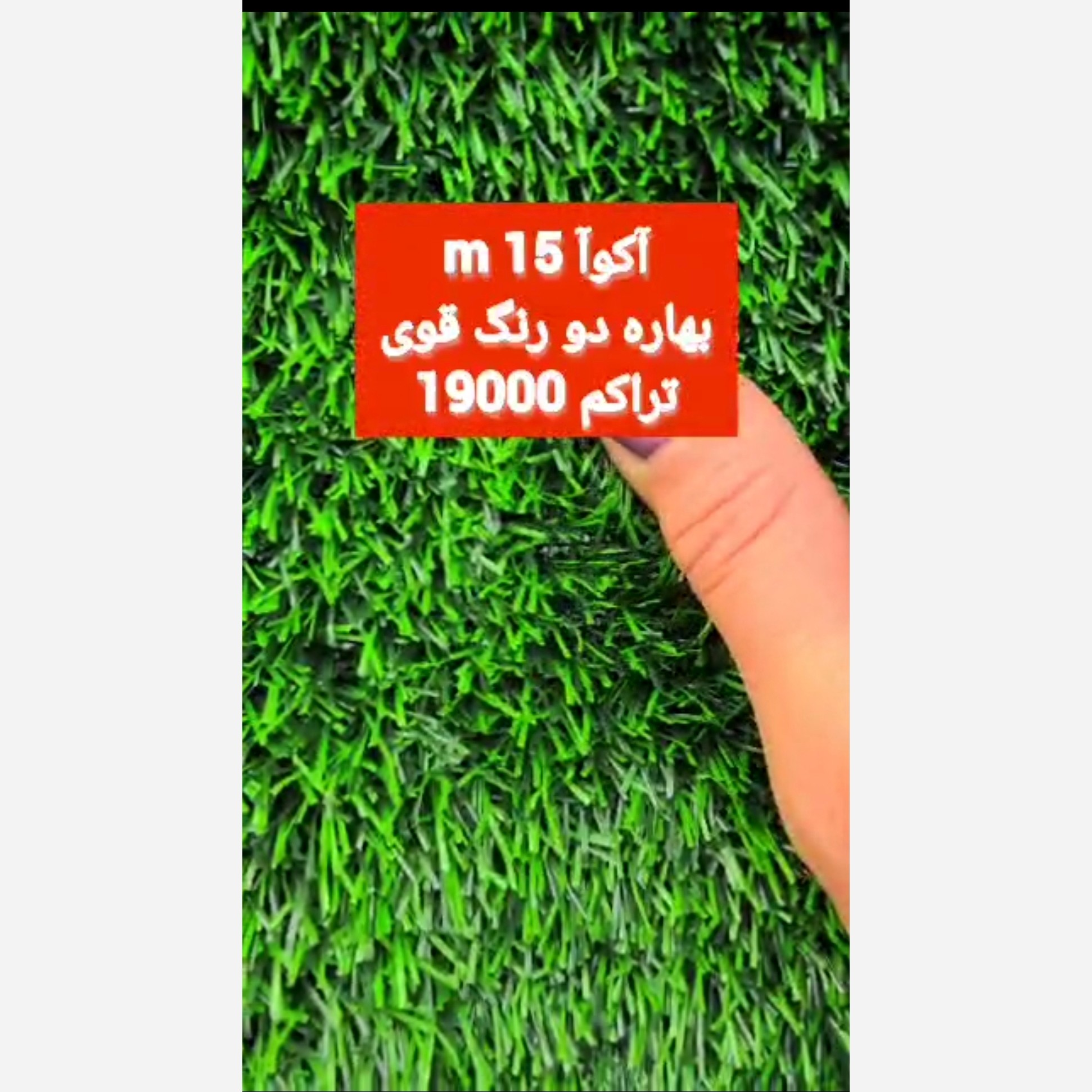 چمن مصنوعی آکوا 15میل بهاره تراکم 19000 دو رنگ قوی (پس کرایه)