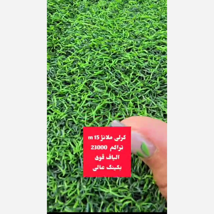 چمن مصنوعی کرلی ملانژ 15میل تراکم 23000 الیاف قوی بکینگ عالی (پسکرایه)