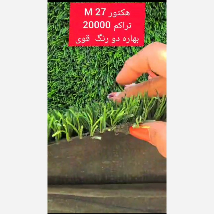 چمن مصنوعی هکتور بهاره 27میل تراکم 20000 الیاف دو رنگ قوی، بکینگ قوی (پس کرایه)