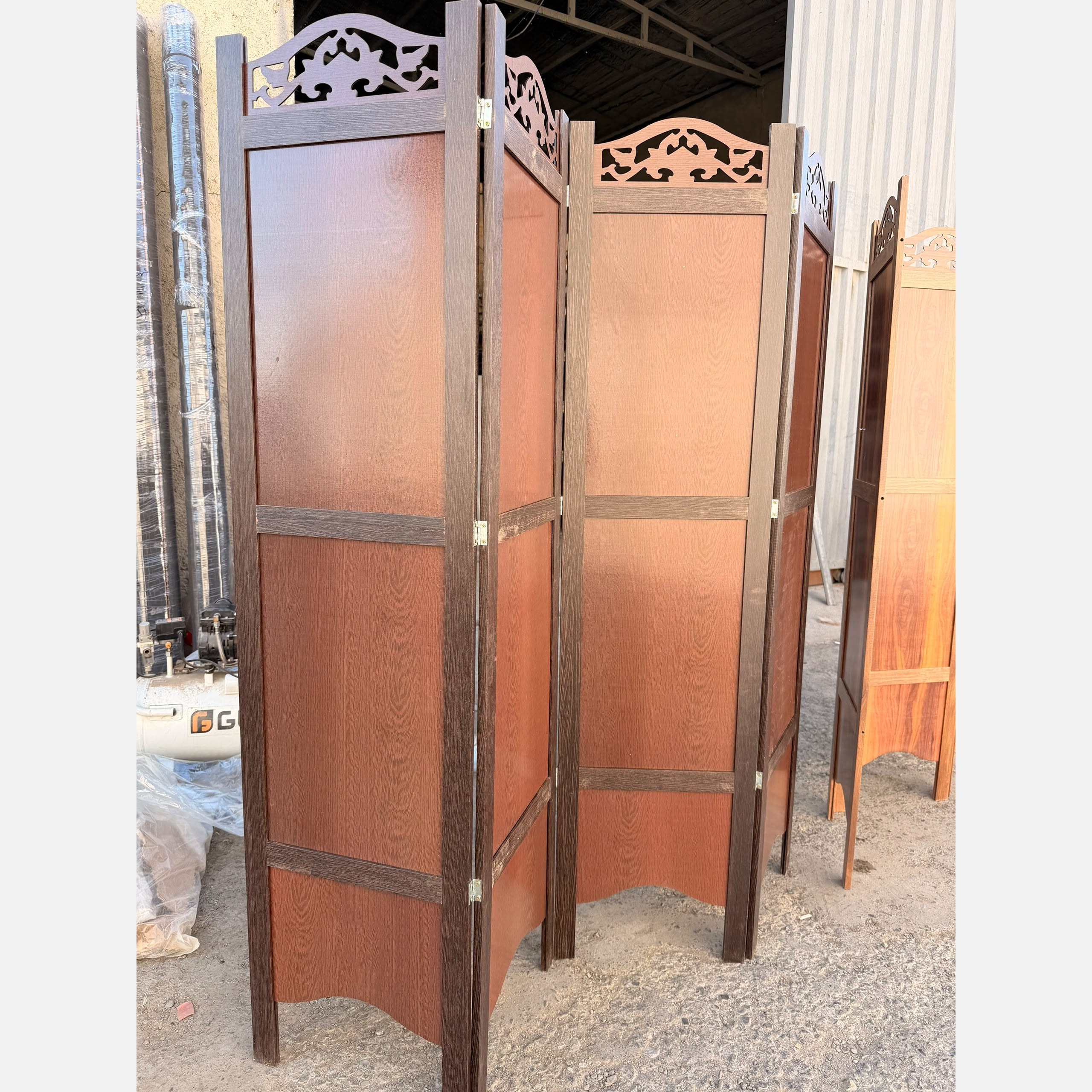 پارتیشن پاراوان چوبی قهوه ای تیره 4 لنگه (باربری پسکرایه)